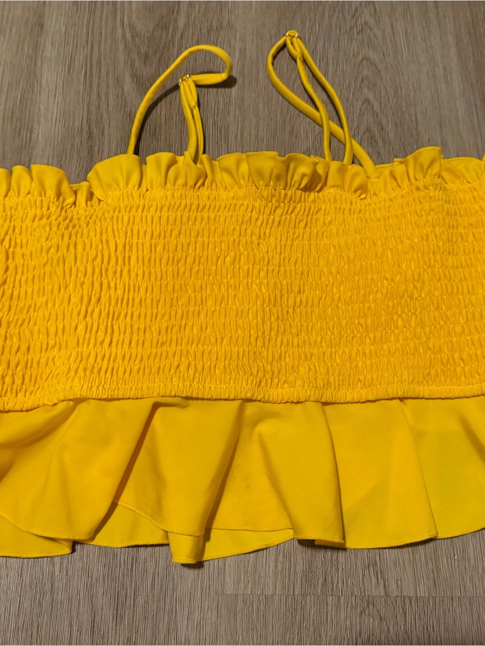 Sunny Yellow Smocked Ruffle Swim Top